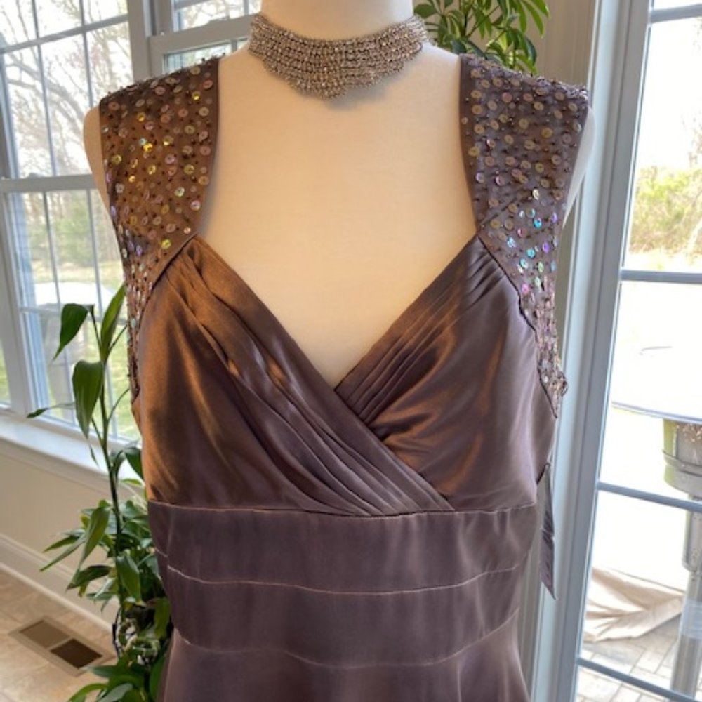 New Brown Social  Dress Trimmed in Sequins